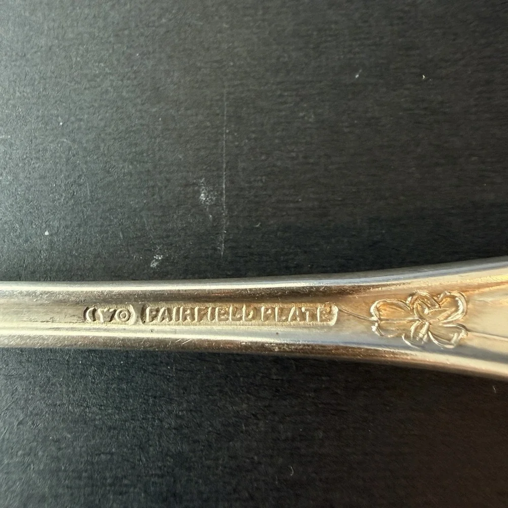 FAIRFIELD One Pansy Floral Seafood Cocktail Fork Silver Plate 1913